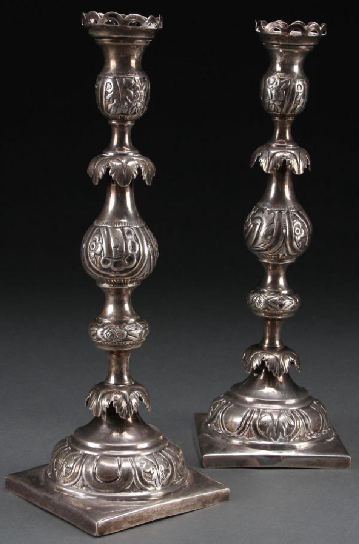 RUSSIAN/POLISH SILVER SHABBAT CANDLESTICKS JUDAICA (1 of 3)