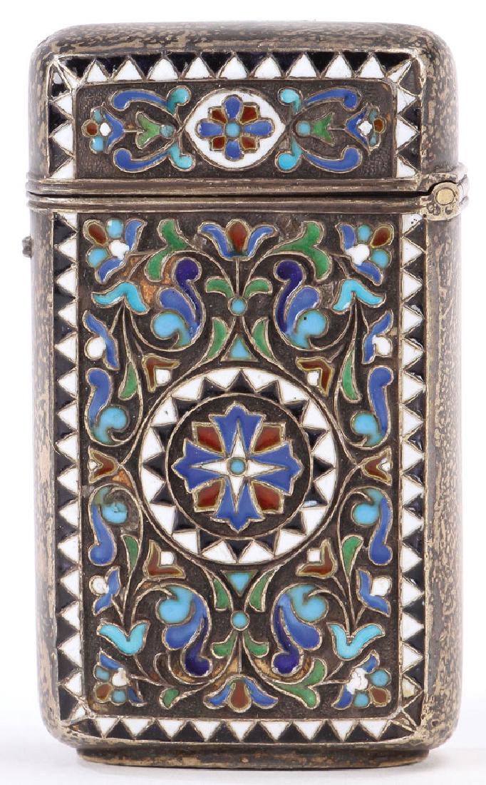 A RUSSIAN SILVER AND CLOISONNÉ ENAMEL MATCH SAFE (1 of 1)