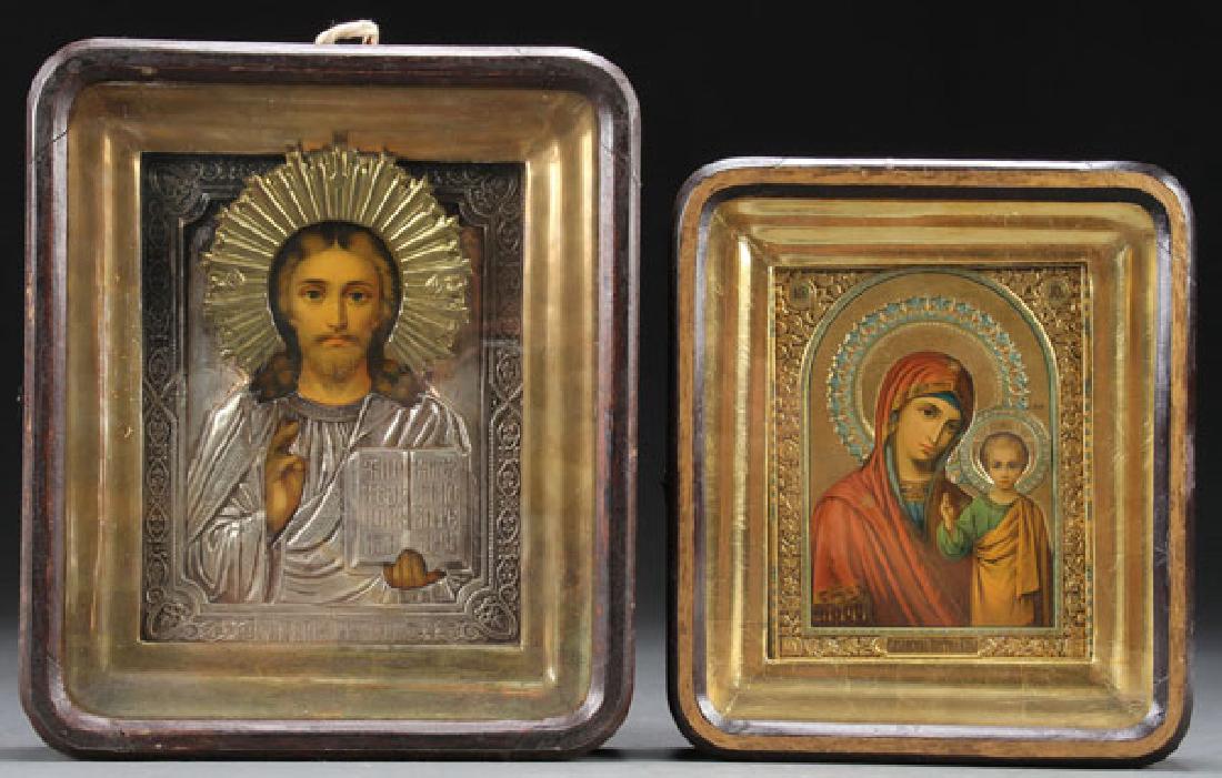 A PAIR OF CASED RUSSIAN ICONS, CIRCA 1900 (1 of 5)