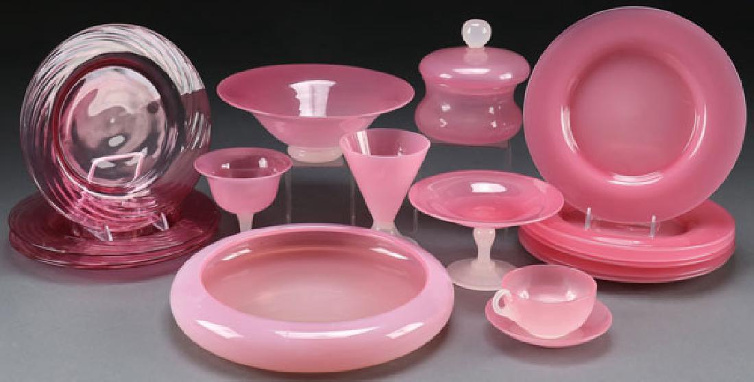 AN 18 PIECE GROUP OF STEUBEN ROSE CRYSTAL (1 of 1)