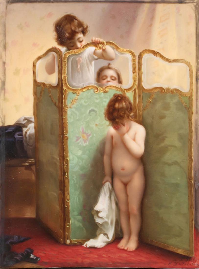 A GERMAN KPM HAND PAINTED PORCELAIN PLAQUE (1 of 8)