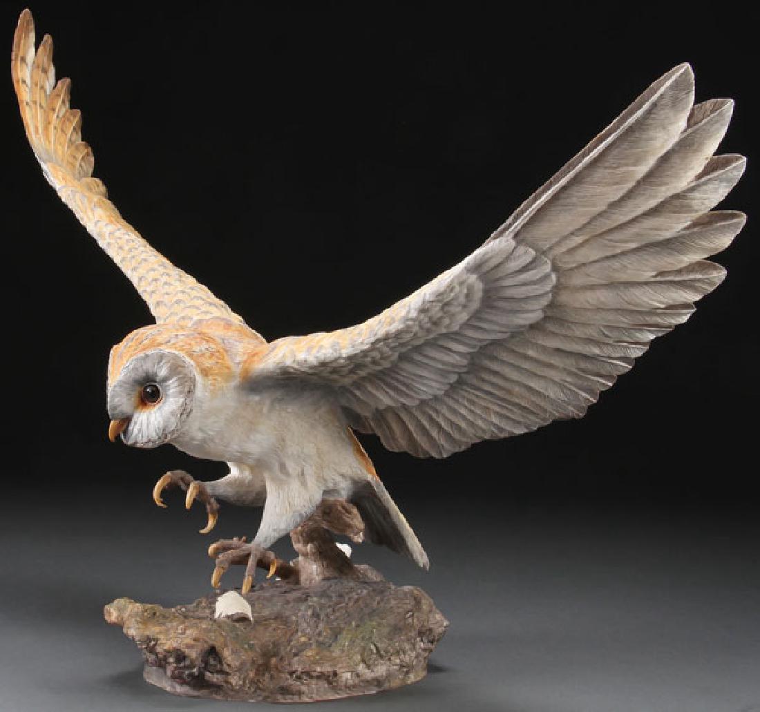 A LARGE ENGLISH BOEHM PORCELAIN 'BARN OWL' FIGURE (1 of 1)