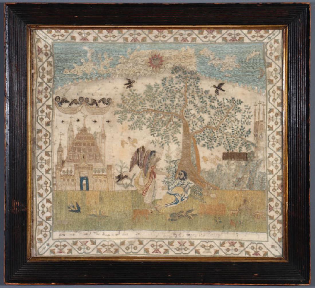 TWO GEORGIAN SILKWORK PANELS (1 of 2)