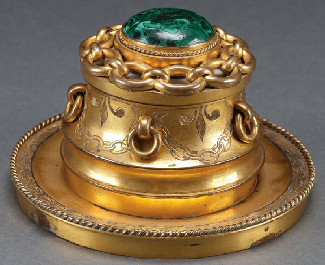 A 19TH C AESTHETIC MOVEMENT GILT BRONZE INKWELL (1 of 1)