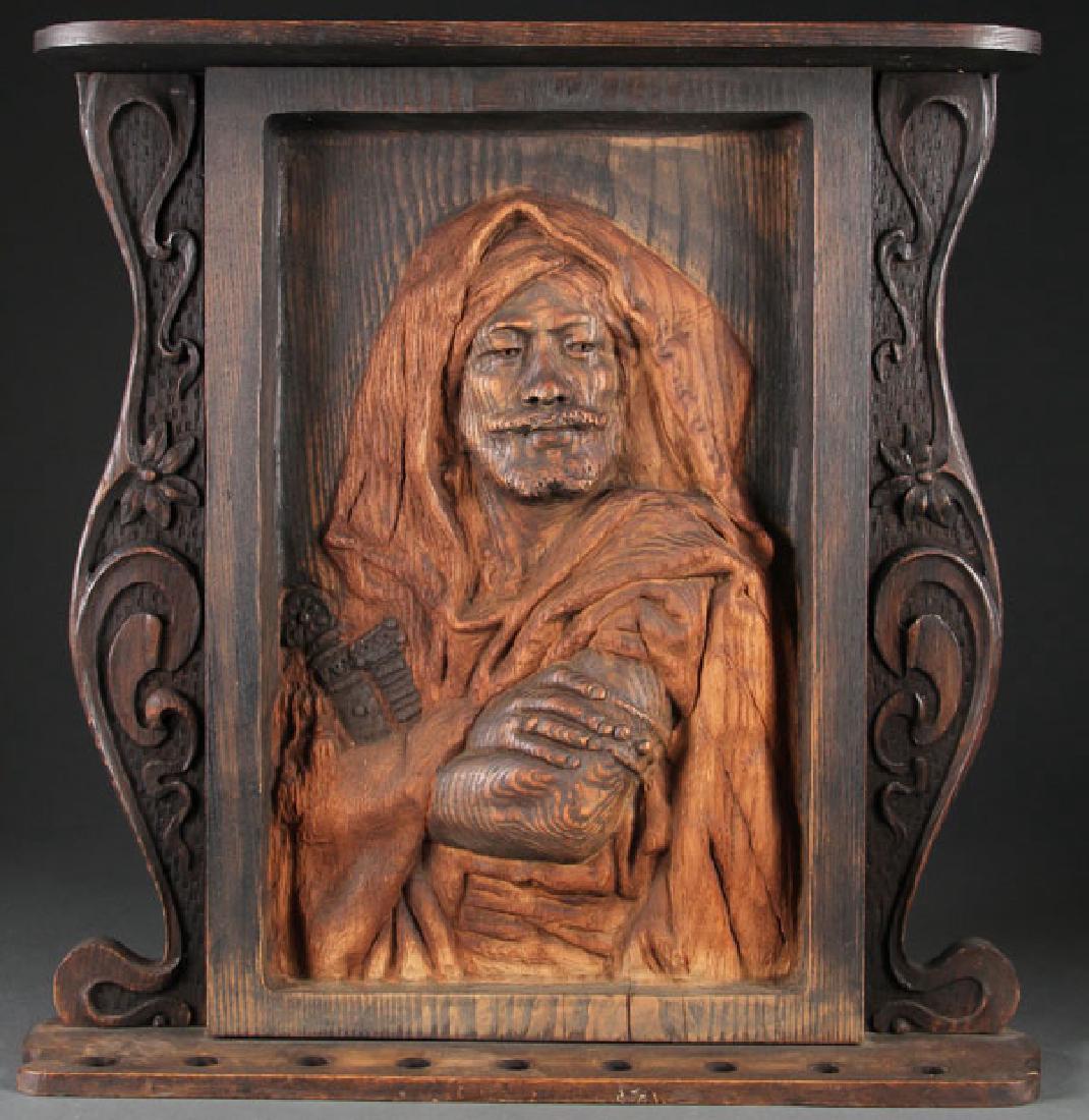 AN INTERESTING CARVED RELIEF PLAQUE OF AN ARAB (1 of 4)