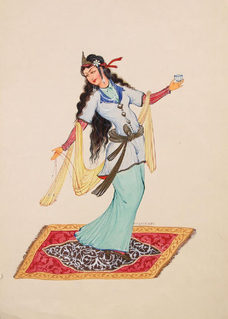 GROUP OF FIVE PERSIAN PAINTINGS SIGNED (1 of 5)