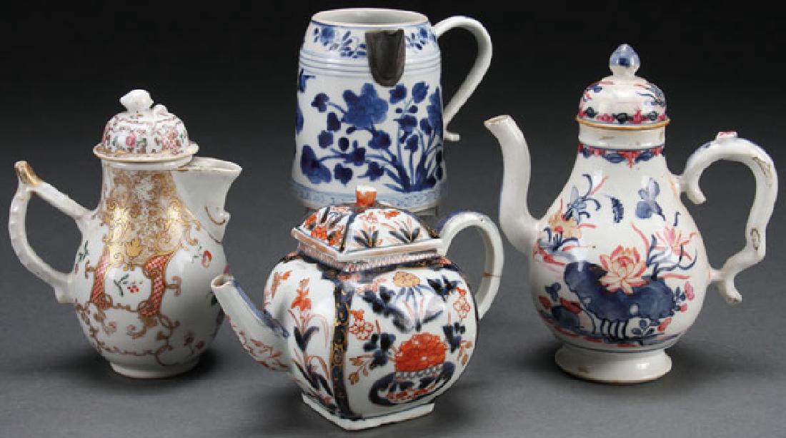 A GROUP OF FOUR CHINESE EXPORT PORCELAIN TEAPOTS (1 of 1)