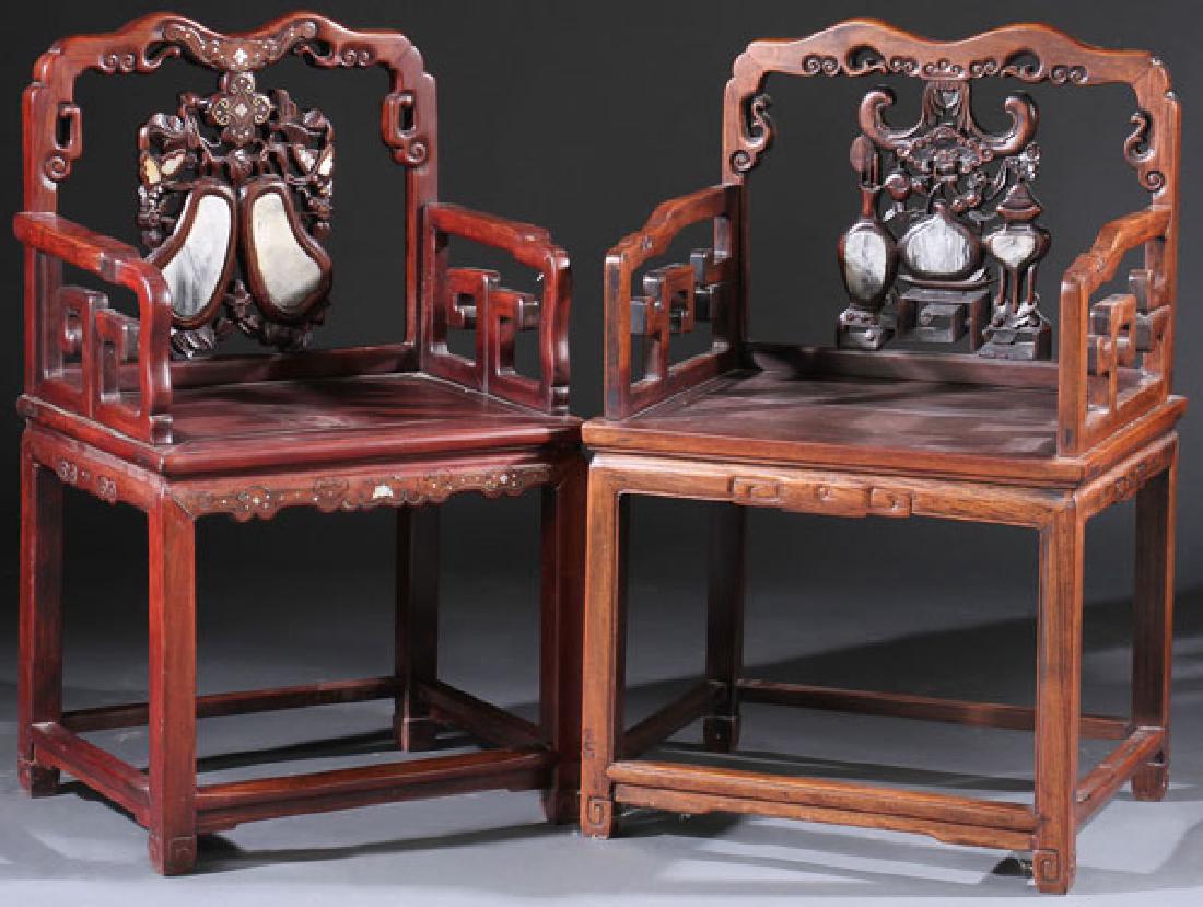PR CHINESE CARVED DREAM STONE ARM CHAIRS (1 of 1)