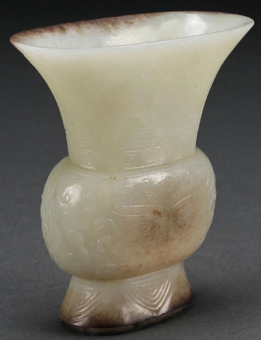 A CHINESE NEPHRITE JADE VASE, QING DYNASTY (1 of 8)