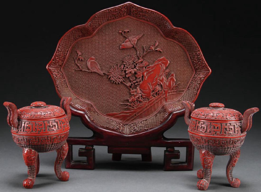 A GROUP OF CHINESE CINNABAR (1 of 5)