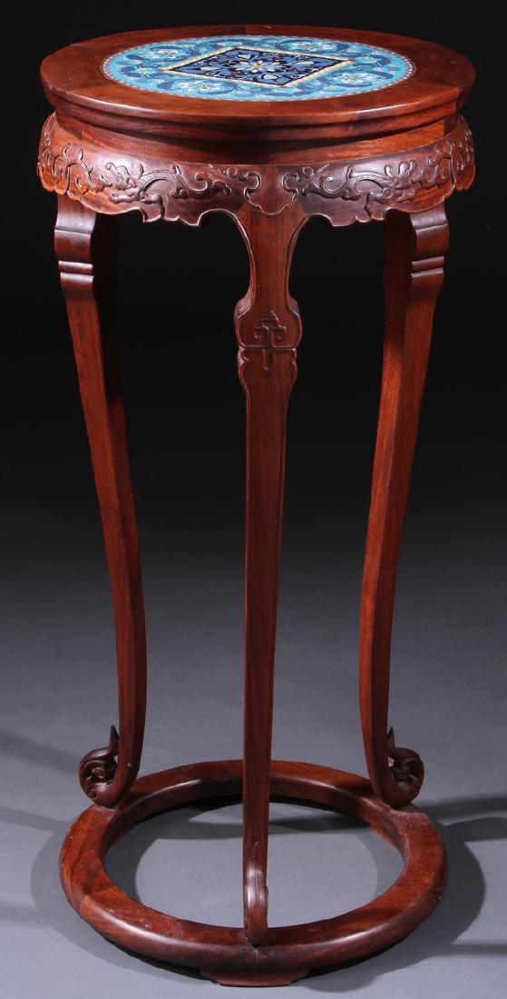 CHINESE CARVED HARDWOOD PEDESTAL STAND (1 of 4)