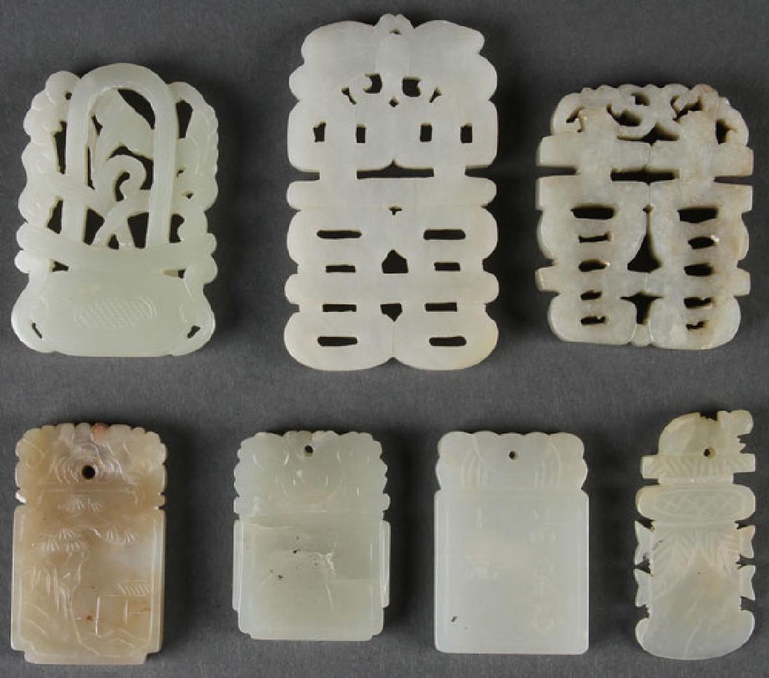 SEVEN CHINESE CARVED JADE ORNAMENTS (1 of 4)