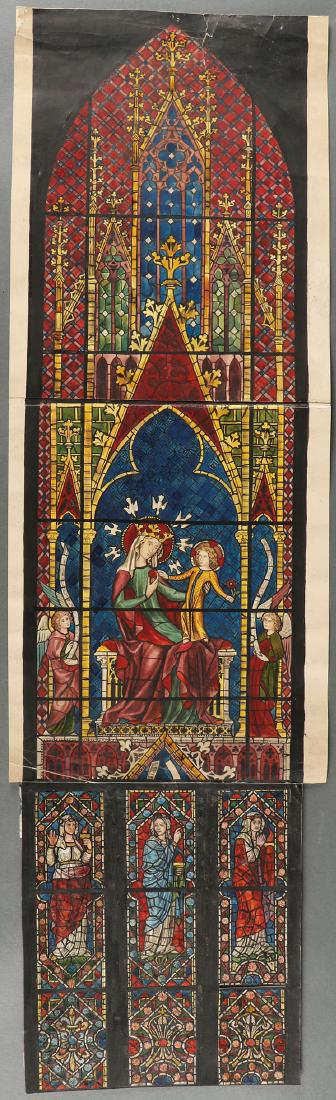 A GROUP OF THREE SPECTACULAR HAND PAINTED STAINED (1 of 2)