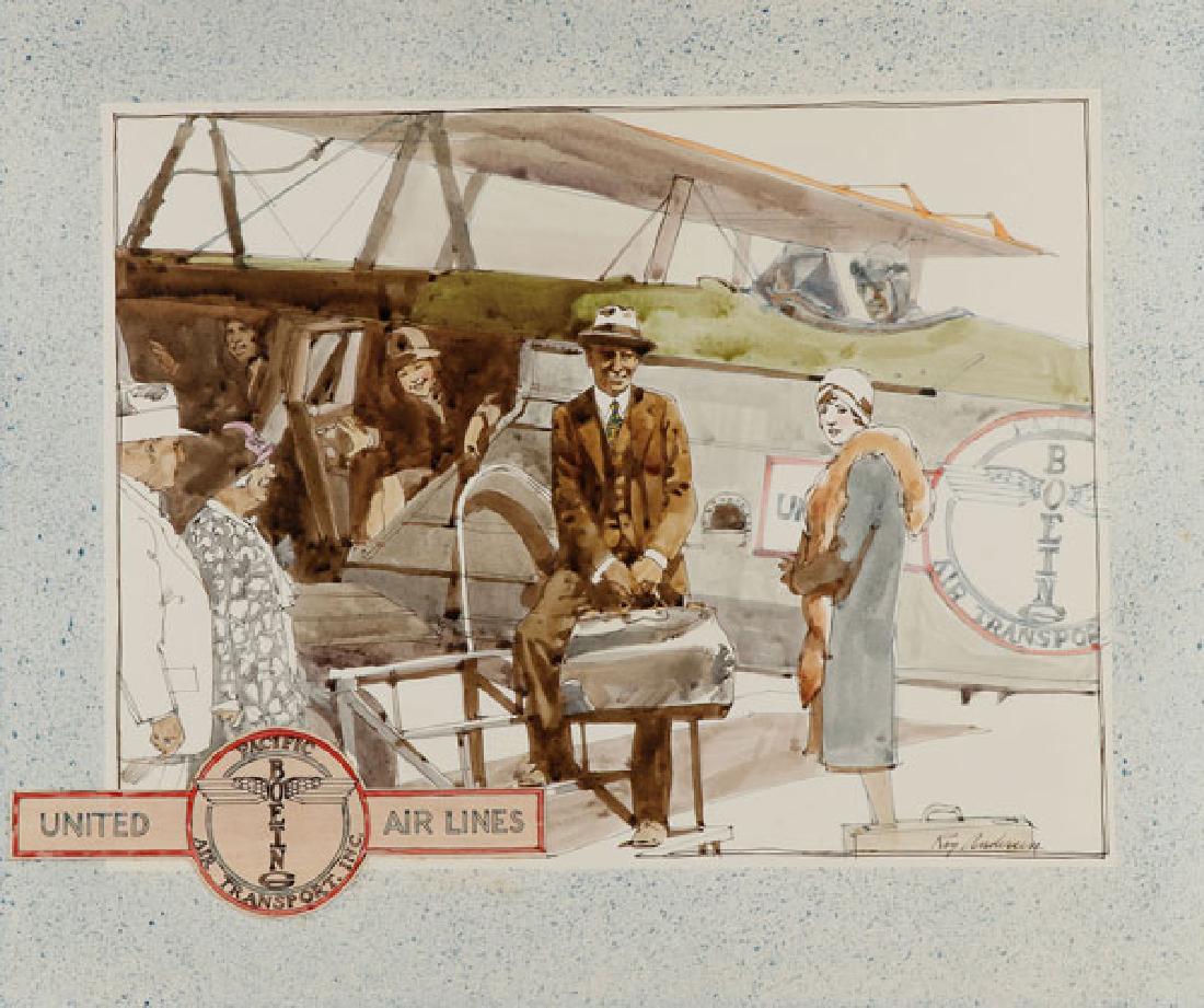 ORIGINAL AIRLINES ILLUSTRATION ART BY ROY ANDERSEN (1 of 2)