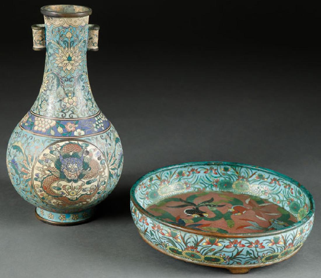 A PAIR OF CHINESE MING STYLE CLOISONNE VESSELS (1 of 1)