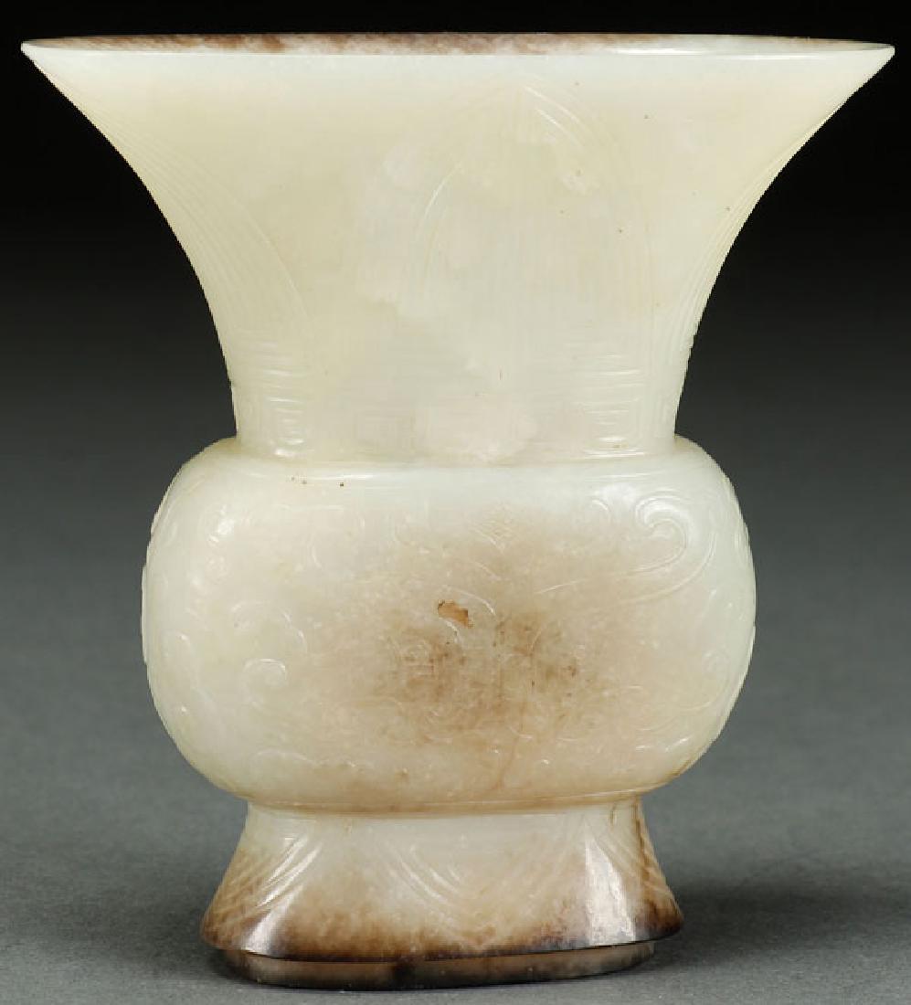 A CHINESE NEPHRITE JADE VASE, QING DYNASTY (1 of 9)