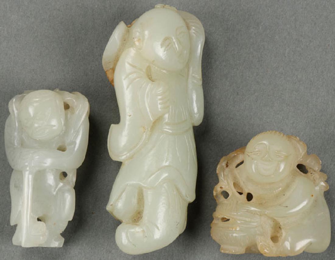 THREE CHINESE CARVED WHITE JADE ORNAMENTS (1 of 1)