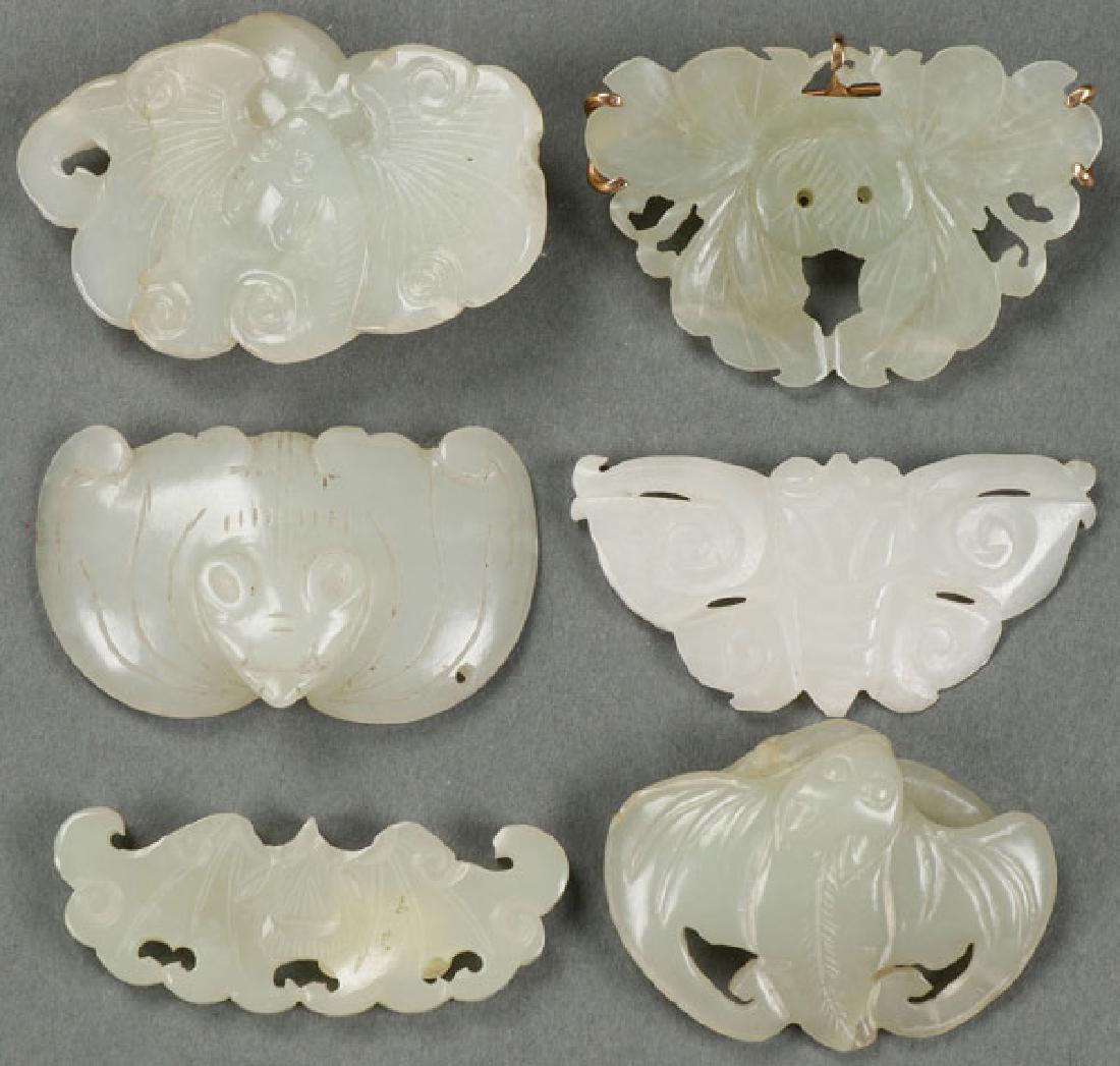 SIX VERY FINE CHINESE CARVED WHITE JADE ORNAMENTS (1 of 1)