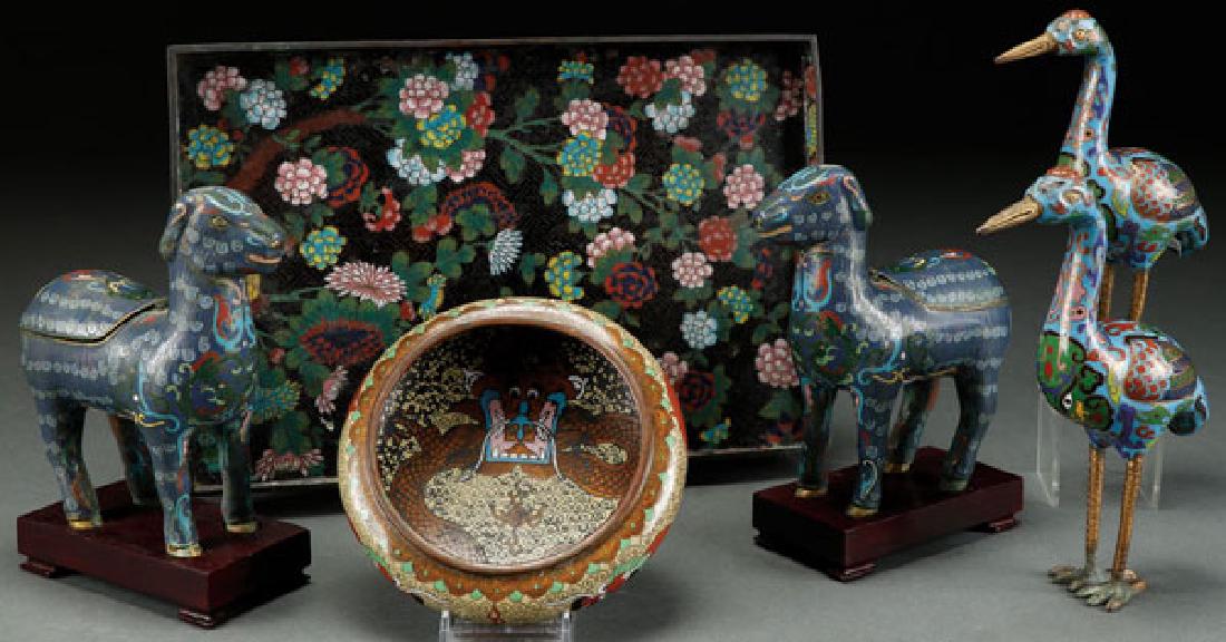 A 6PC GROUP OF CHINESE CLOISONNE ENAMELED BRONZE (1 of 1)