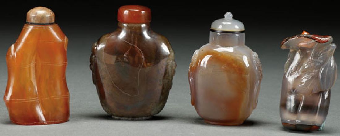 FOUR CHINESE CARVED AGATE SNUFF BOTTLES (1 of 1)