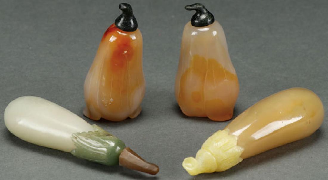 FOUR CHINESE CARVED STONE SNUFF BOTTLES (1 of 1)