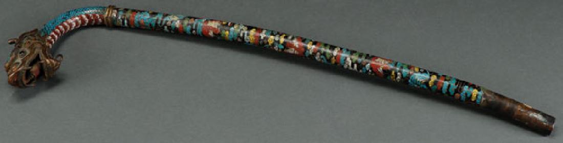 A FINE CHINESE "DRAGON" CLOISONNE BRONZE LAMP (1 of 2)