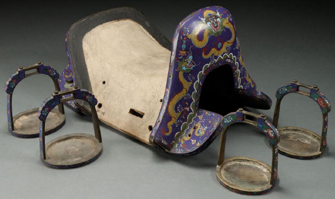 A VINTAGE CHINESE CLOISONNE ENAMELED SADDLE (1 of 7)