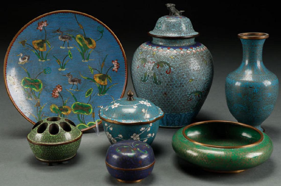 A SEVEN PIECE GROUP OF VINTAGE CHINESE CLOISONNÉ (1 of 1)