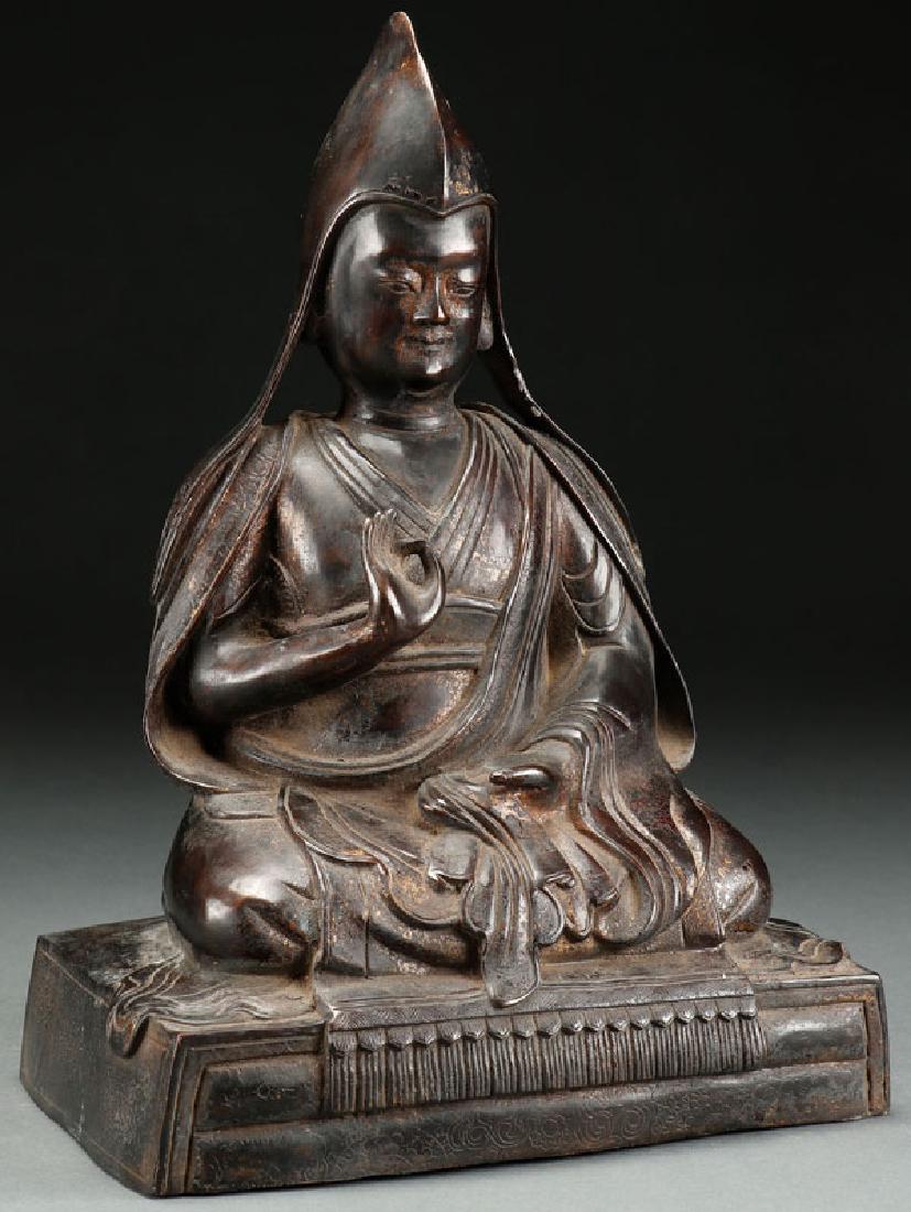 A FINE SINO-TIBETAN BRONZE BUDDHA, PROB. 19TH C (1 of 6)
