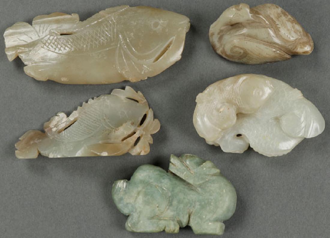A GROUP OF FIVE CHINESE CARVED JADE ORNAMENTS (1 of 1)