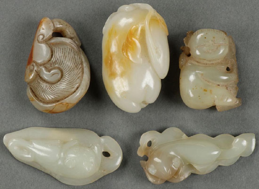 A GROUP OF FIVE FINE CHINESE CARVED JADE ORNAMENT (1 of 3)