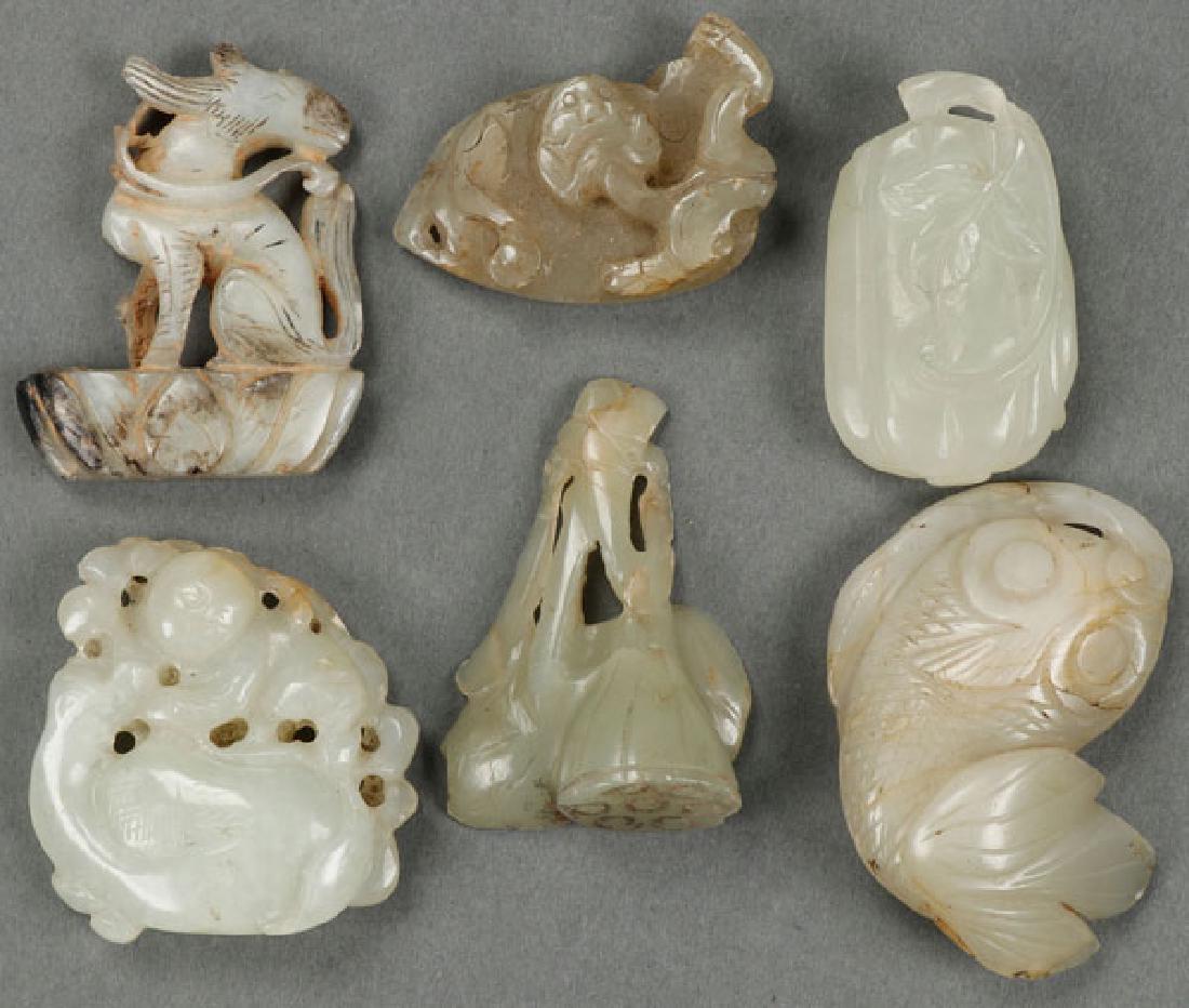 A SIX PIECE GROUP OF CHINESE CARVED JADE ORNAMENT (1 of 5)
