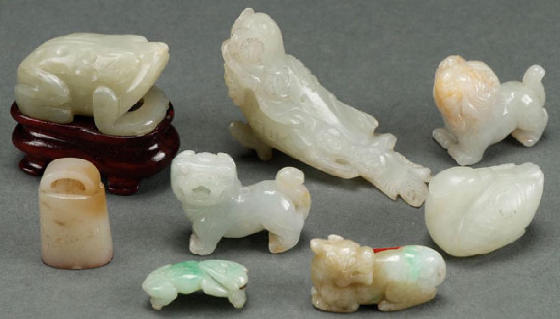 AN EIGHT PIECE GROUP OF CHINESE CARVED FIGURES (1 of 3)