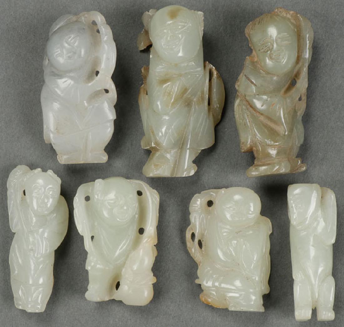 SEVEN CHINESE CARVED JADE IMMORTALS (1 of 1)