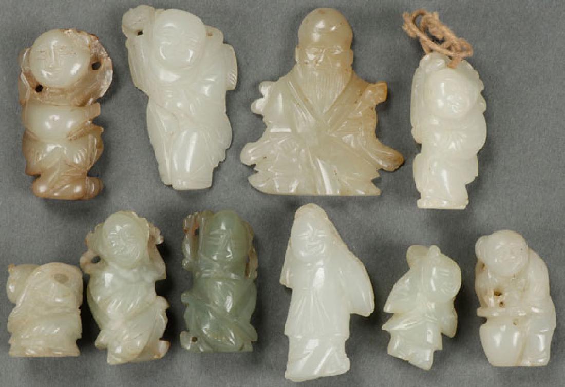 A GROUP OF TEN CHINESE CARVED JADE FIGURES (1 of 1)