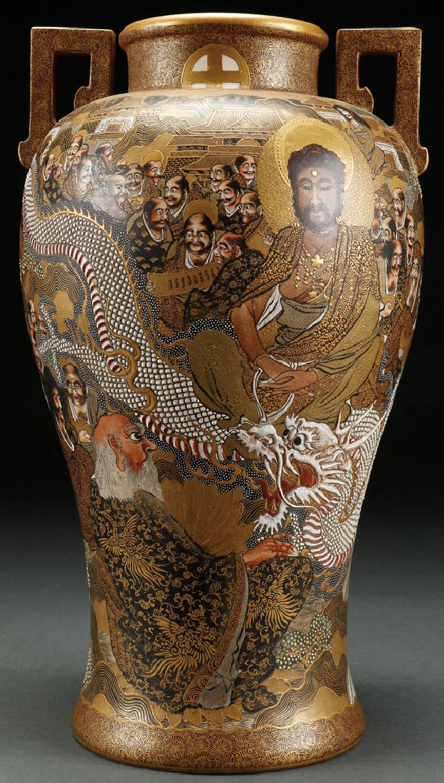 A VERY FINE JAPANESE SATSUMA POTTERY VASE, MEIJI (1 of 6)