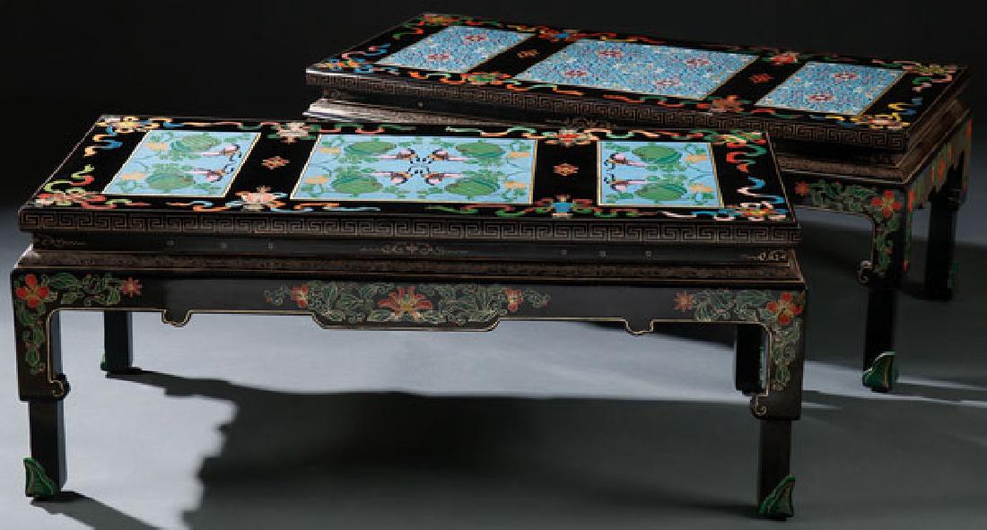 A PAIR OF CHINESE CLOISONNE BLACK LACQUER (1 of 2)