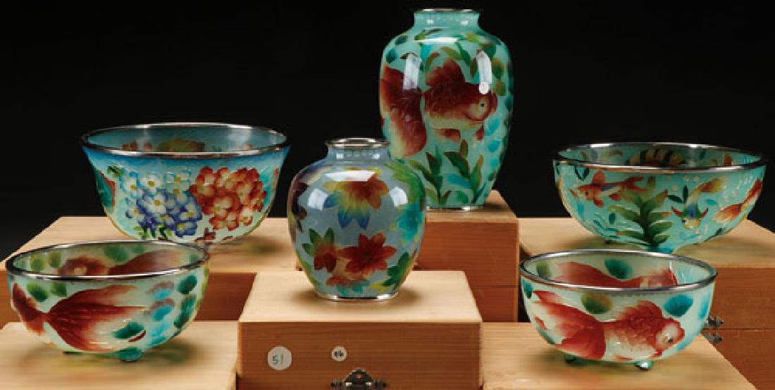 COLLECTION OF SIX CHINESE PLIQUE-A-JOUR ENAMELED (1 of 1)