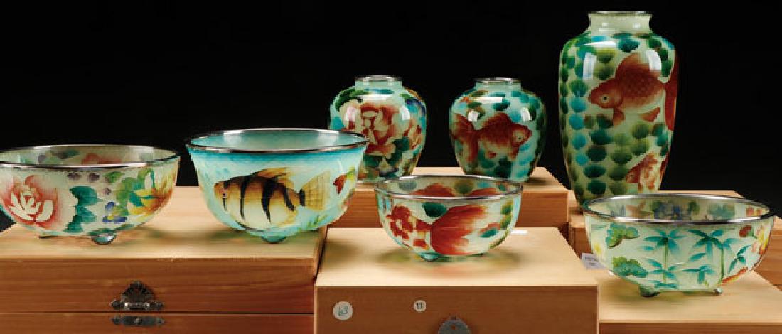 COLLECTION OF 7 CHINESE PLIQUE-A-JOUR ENAMELED (1 of 1)