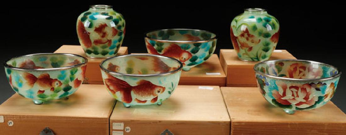 COLLECTION OF SIX CHINESE PLIQUE-A-JOUR ENAMELED (1 of 1)