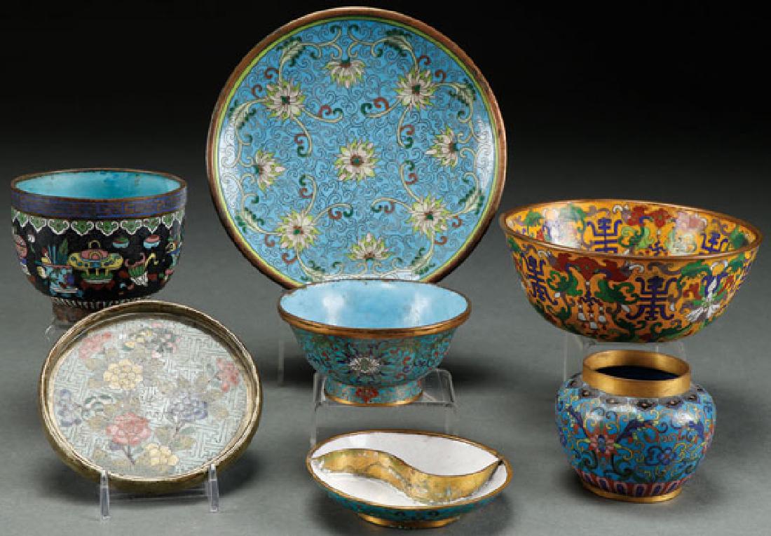 A SEVEN PIECE GROUP OF VINTAGE CHINESE ENAMELED (1 of 1)