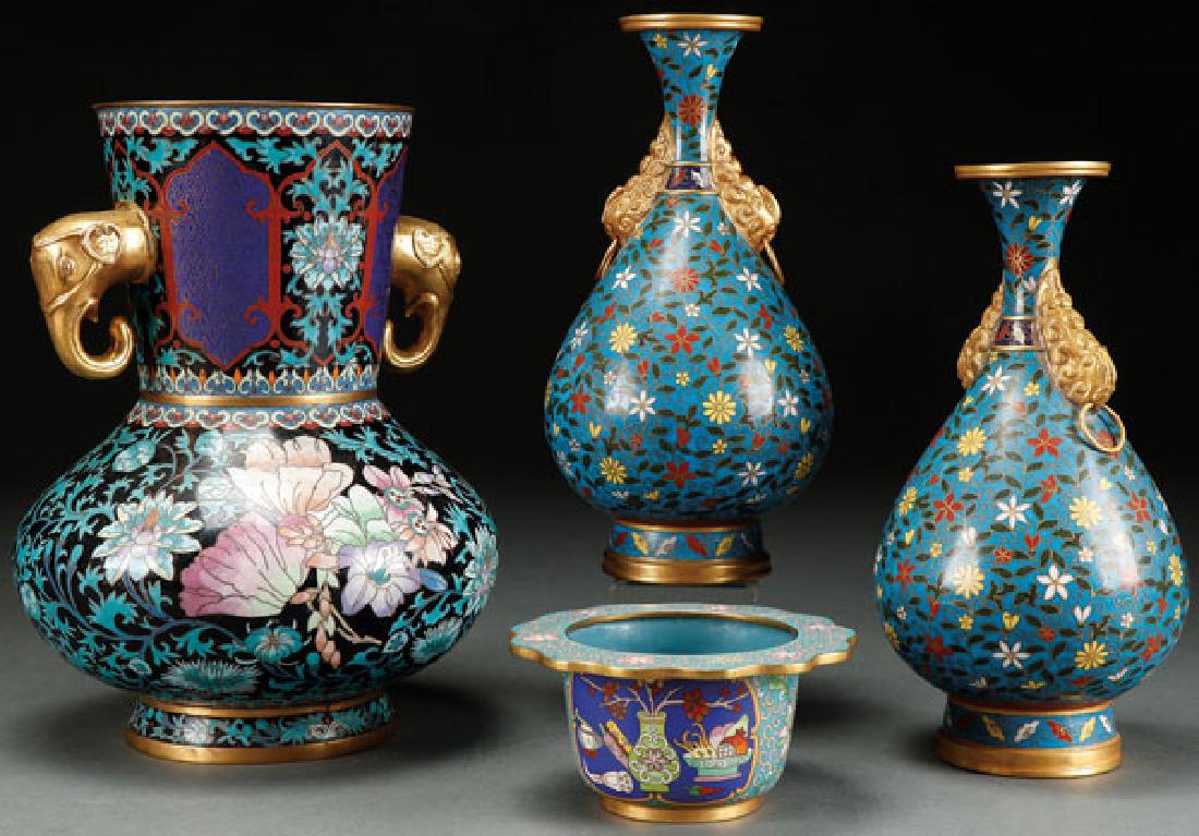 A FOUR PIECE GROUP OF CHINESE ENAMELED BRONZE (1 of 7)