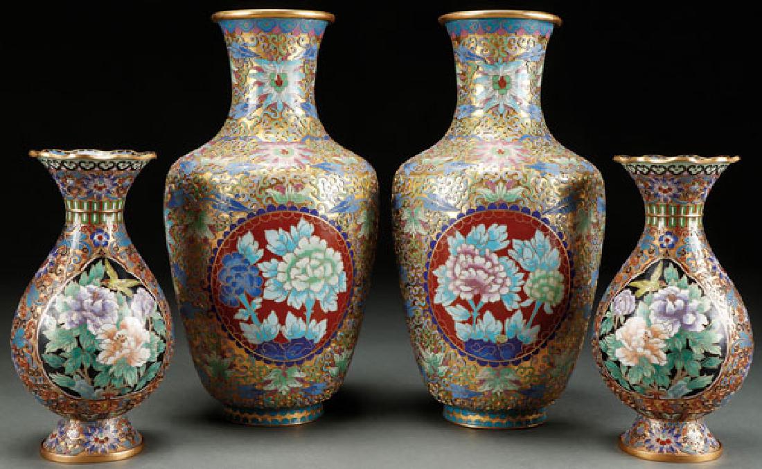 2 PAIRS OF CHINESE CLOISONNE ENAMELED GILT BRONZE (1 of 1)