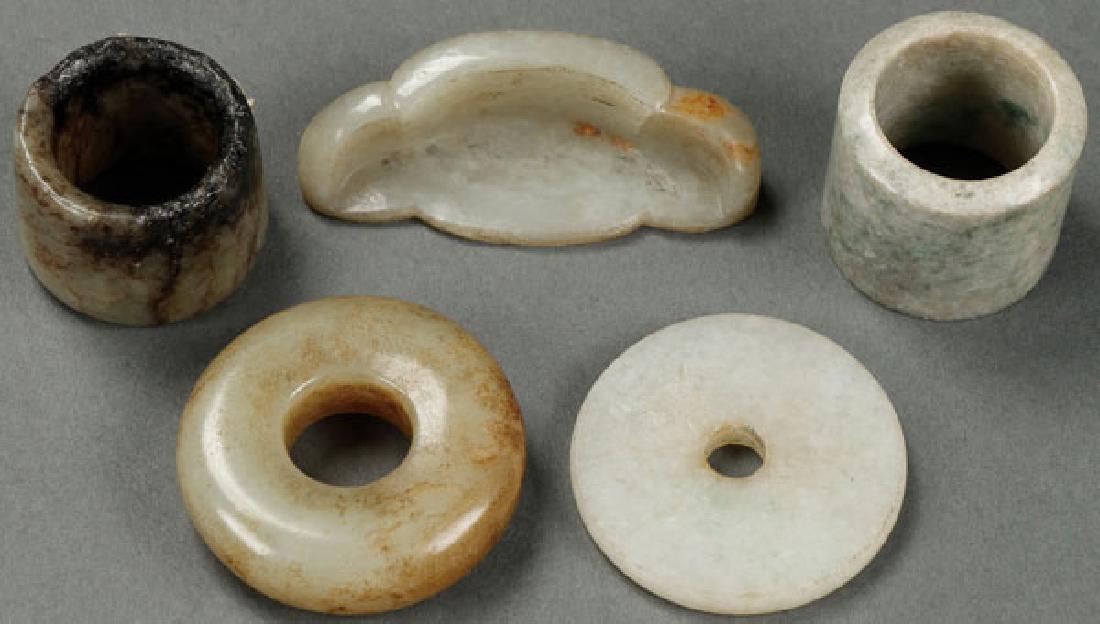 A FIVE PIECE GROUP OF CHINESE CARVED JADE (1 of 1)