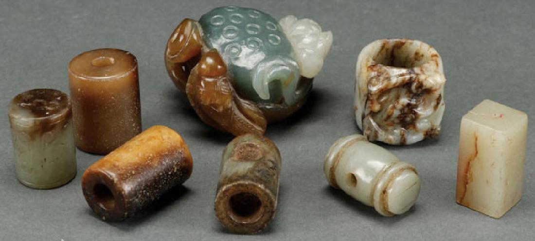 A GROUP OF EIGHT CHINESE CARVED JADE ORNAMENTS (1 of 9)