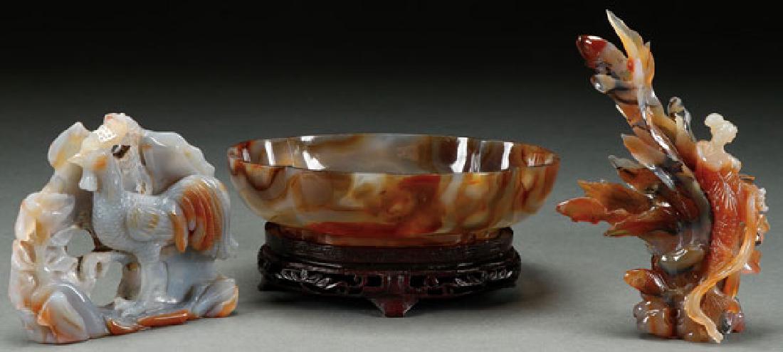 A GROUP OF THREE CHINESE CARVED AGATES (1 of 1)