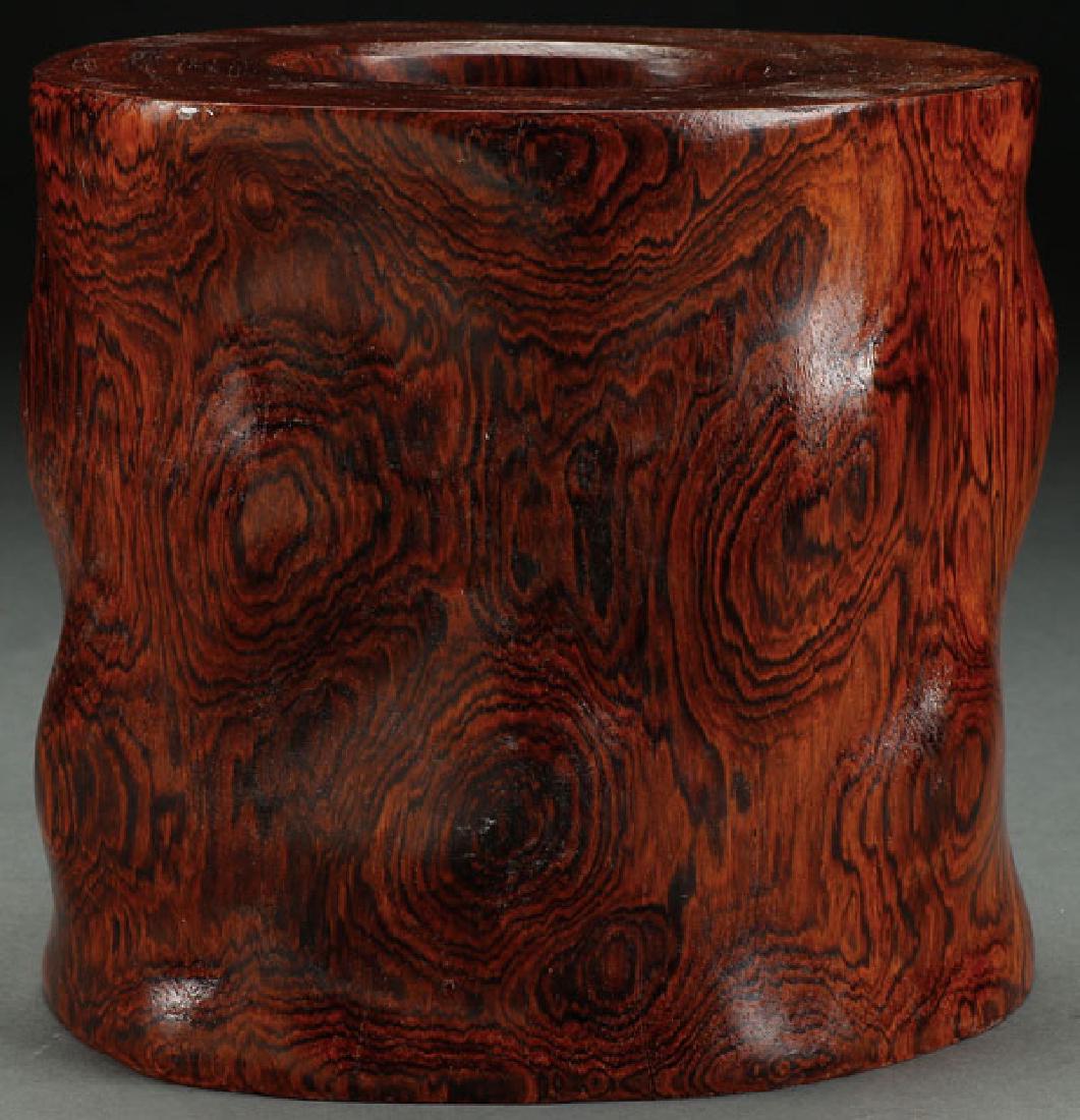 A FINE CHINESE HUANGHUALI CARVED WOOD BRUSH POT (1 of 1)