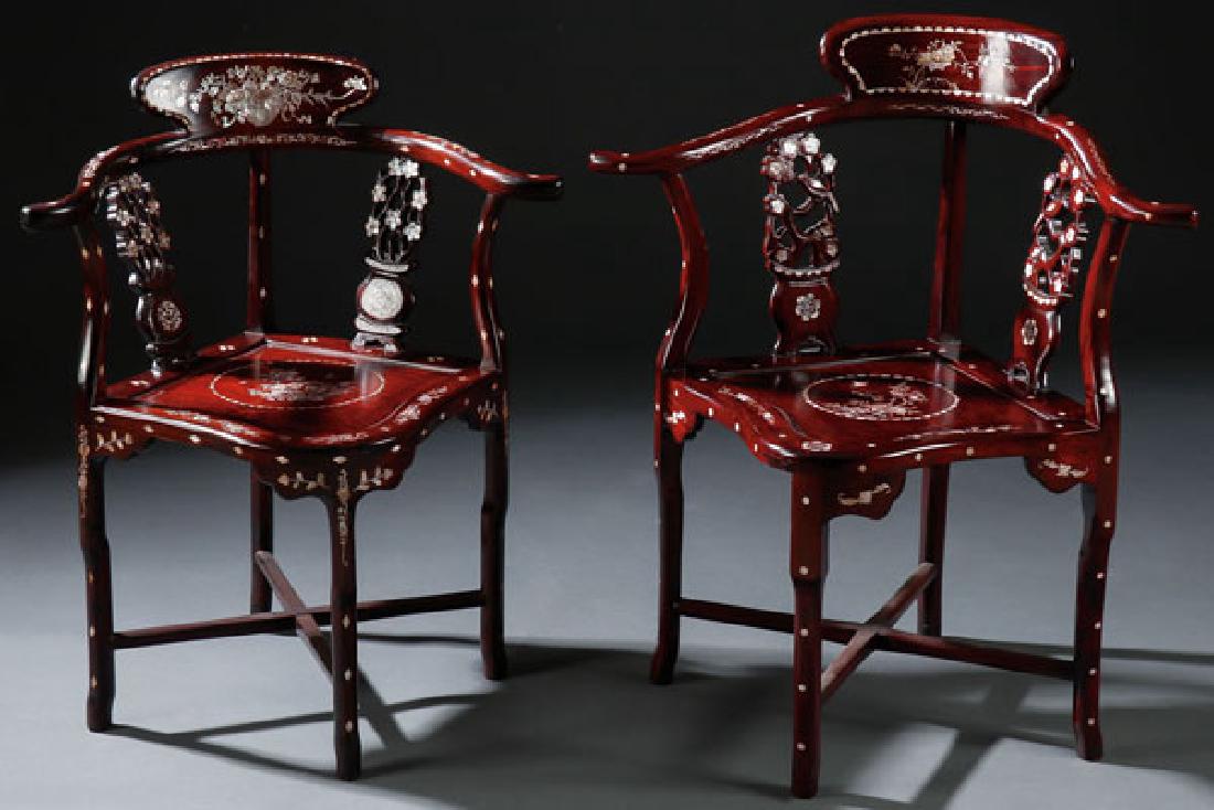 A PAIR OF CHINESE MOTHER OF PEARL INLAID CORNER (1 of 1)