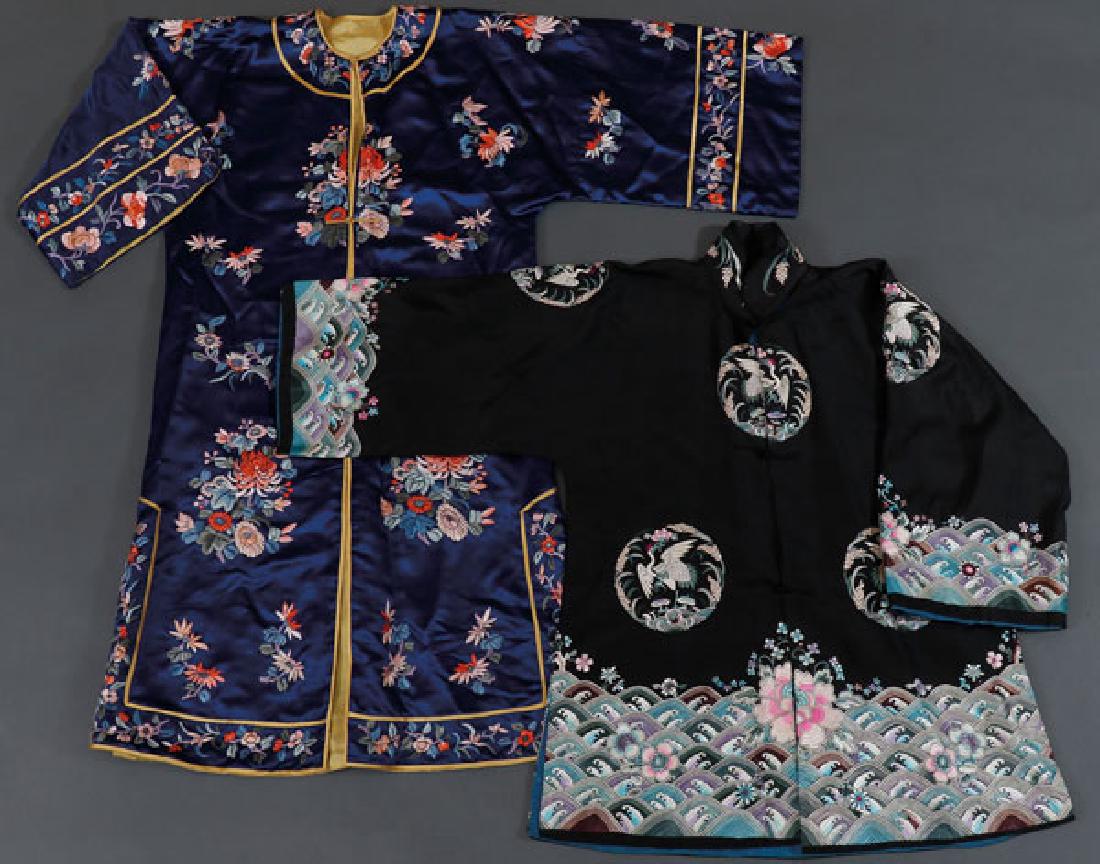 TWO CHINESE EMBROIDERED SILK ROBES (1 of 1)