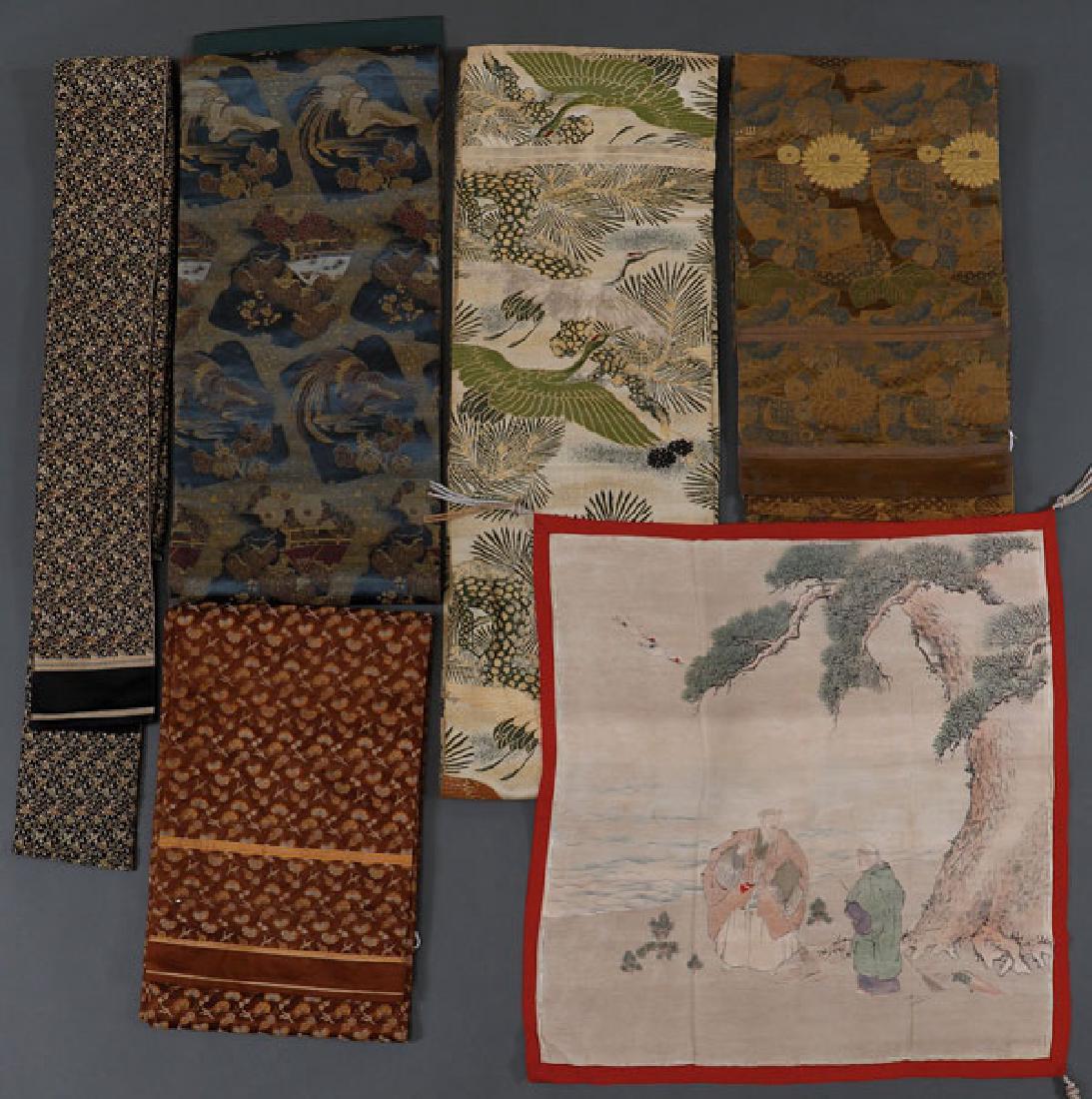 A COLLECTION OF FOUR JAPANESE BROCADE SILK OBI (1 of 1)